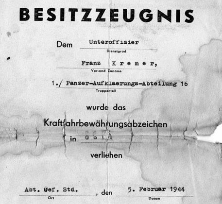 Kraftfahr-Bewährungsabzeichen in Gold