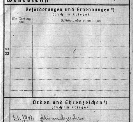Wehrpass-Einträge