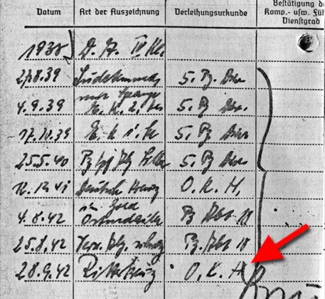 Soldbuch-Einträge