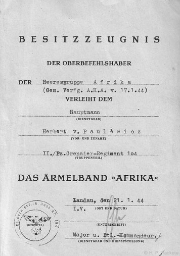 Besitzzeugnisse Ärmelband Afrika