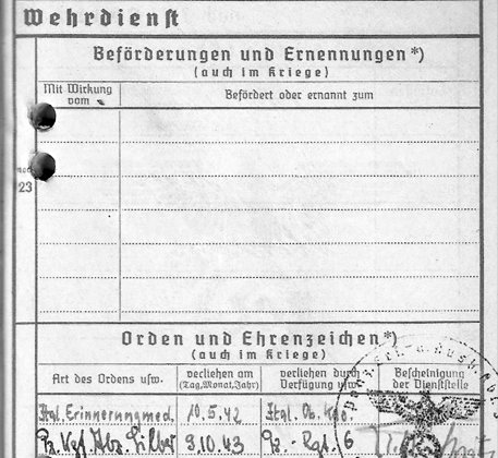 Wehrpass-Einträge