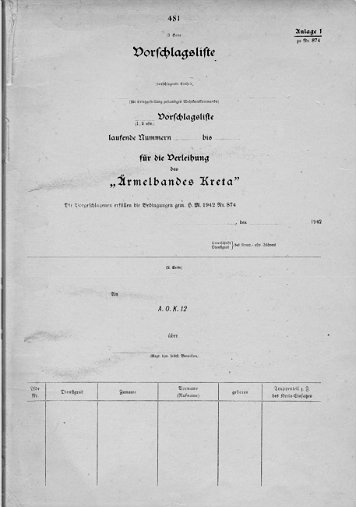 Vorschlagslisten Ärmelband Kreta