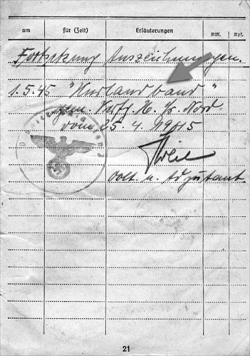 Soldbuch-Einträge Ärmelband Kurland