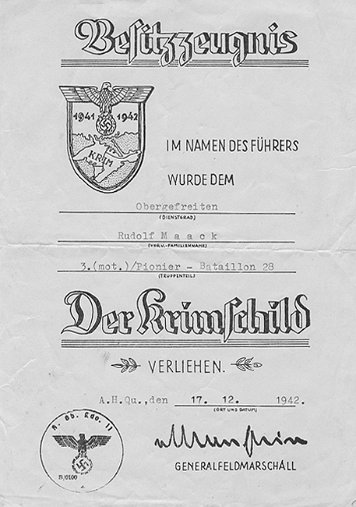 Besitzzeugnisse Ärmelschild Krim