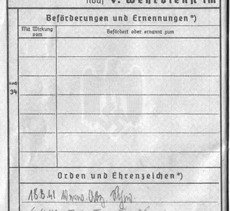 Wehrpass-Einträge