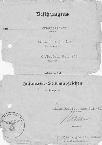 Infanterie-Sturmabzeichen in Bronze Heer