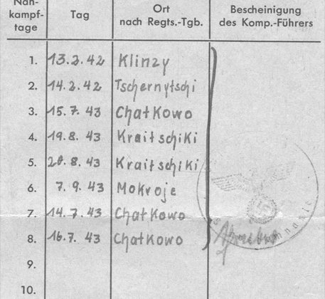 Sonstiges zur Nahkampfspange