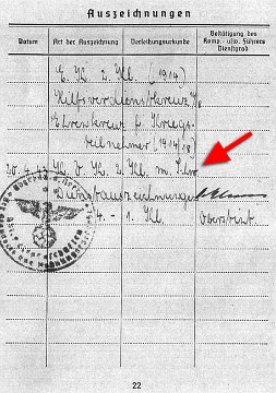 Soldbuch-Eintrag HE 1