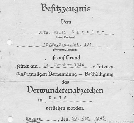 Verwundeten-Abzeichen 1939 in Gold