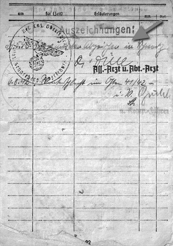 Soldbuch-Einträge Verwundeten-Abzeichen 1939 in Schwarz